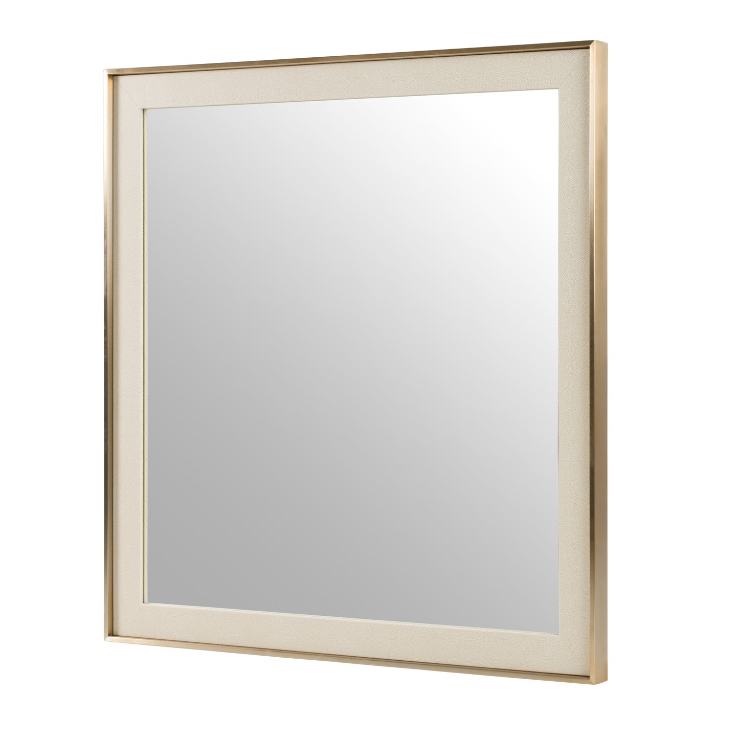 Nova Domus Cartier Modern Beige Shagreen Brushed Brass Mirror