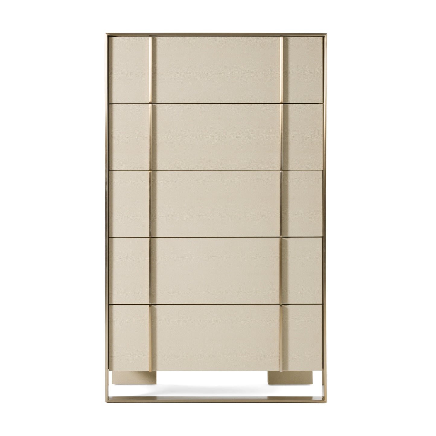 Nova Domus Cartier Modern Beige Shagreen and Brushed Brass Chest