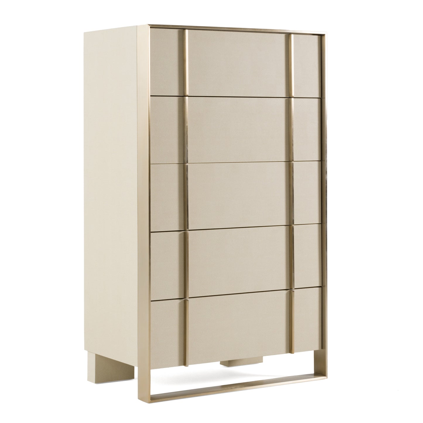 Nova Domus Cartier Modern Beige Shagreen and Brushed Brass Chest