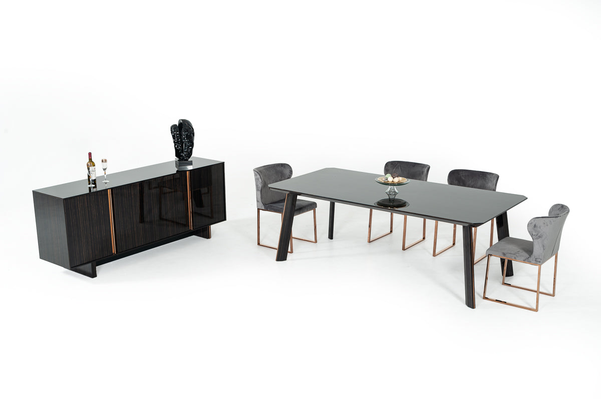 Modrest Chadwick Modern Ebony and Rosegold Dining Table