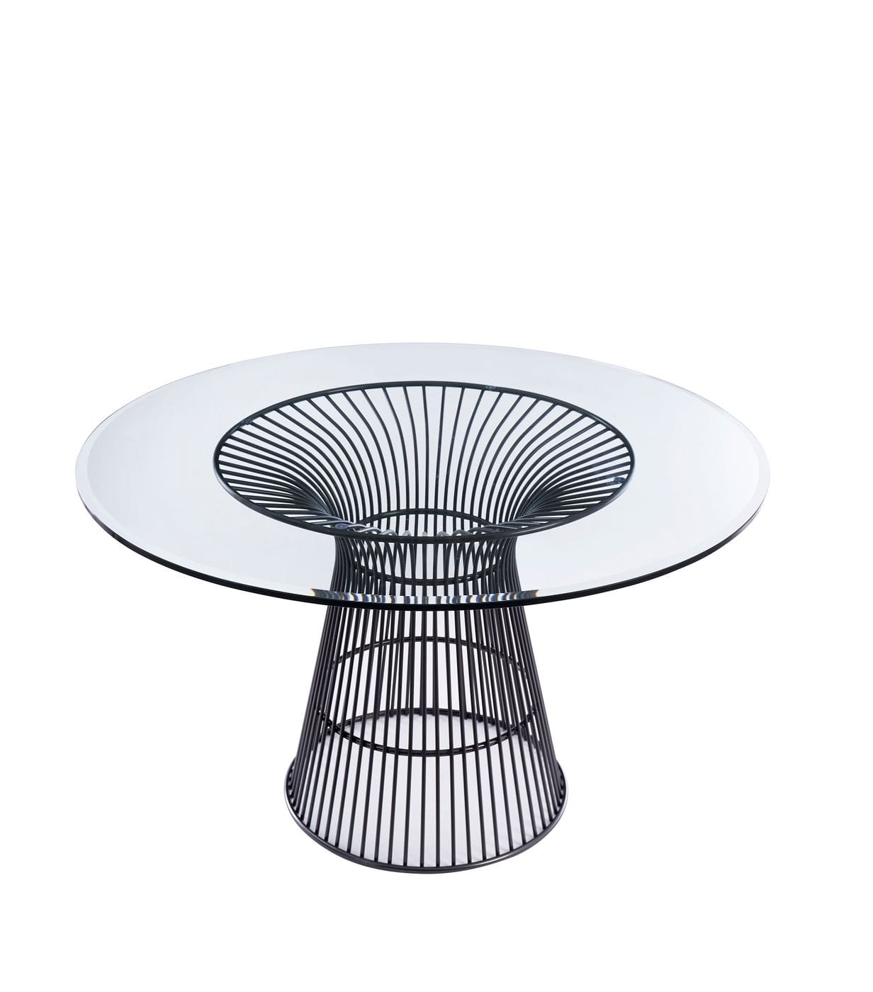 Modrest Chandler Modern Round Glass and Black Stainless Steel Dining Table