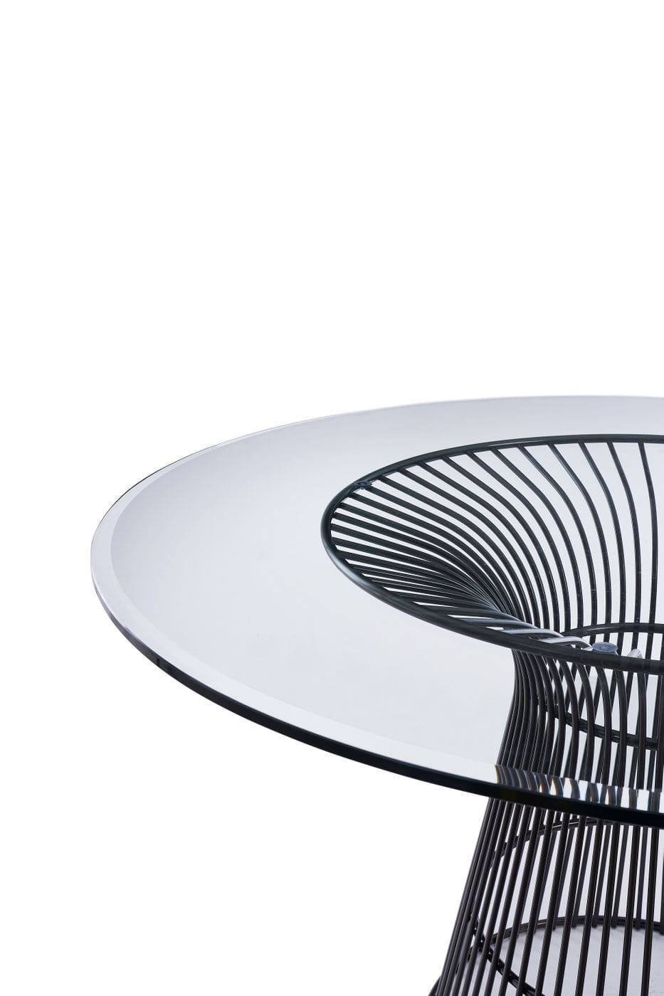 Modrest Chandler Modern Round Glass and Black Stainless Steel Dining Table
