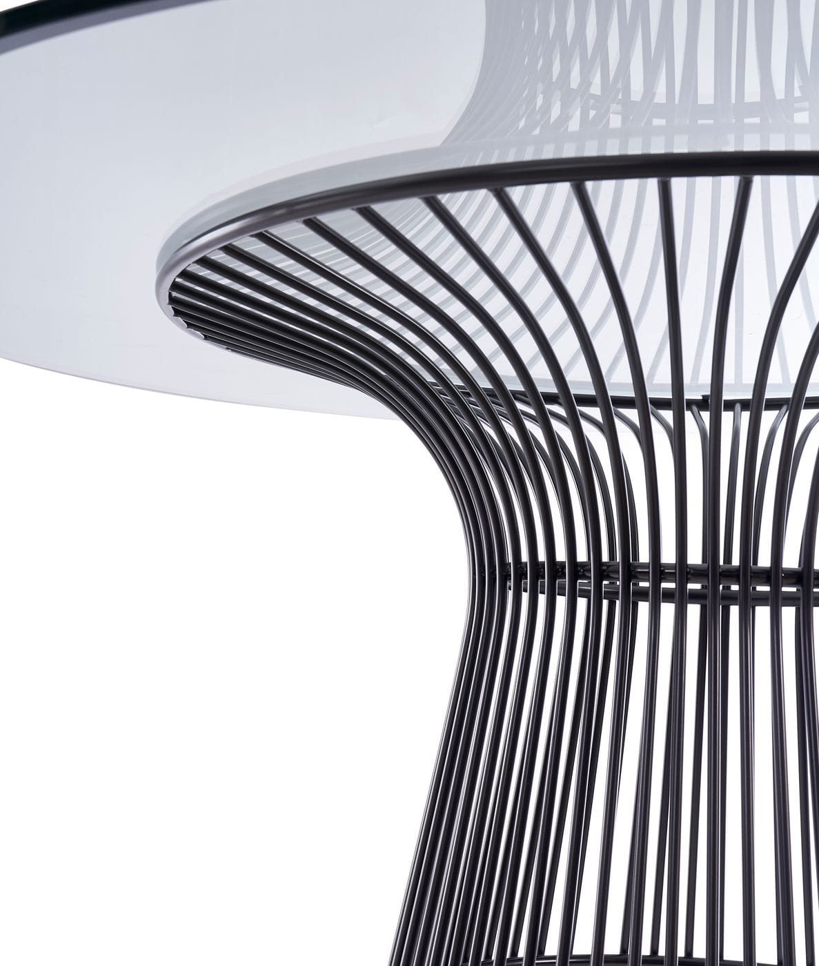 Modrest Chandler Modern Round Glass and Black Stainless Steel Dining Table