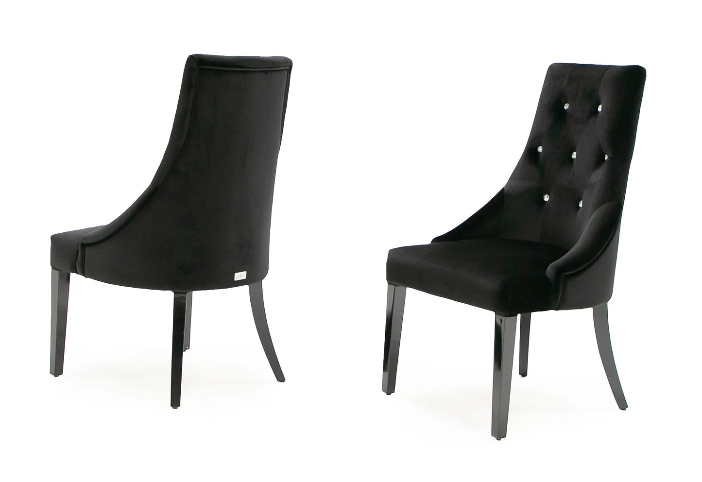 Charlotte Black Velour Dining Chair