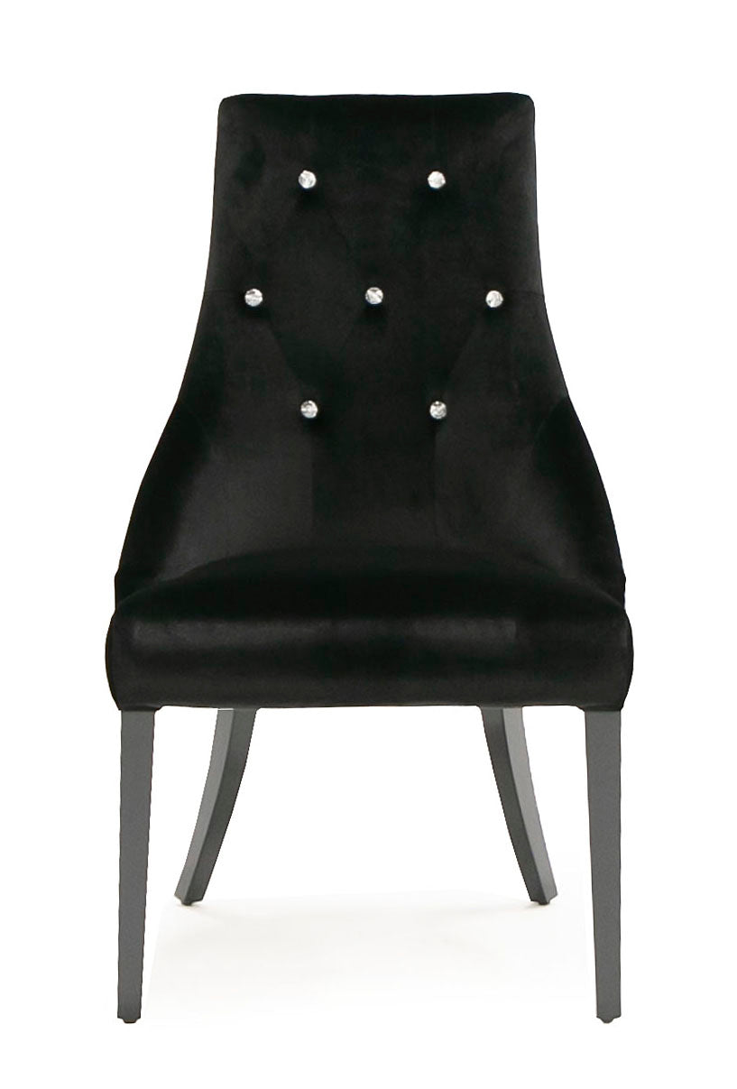 Charlotte Black Velour Dining Chair