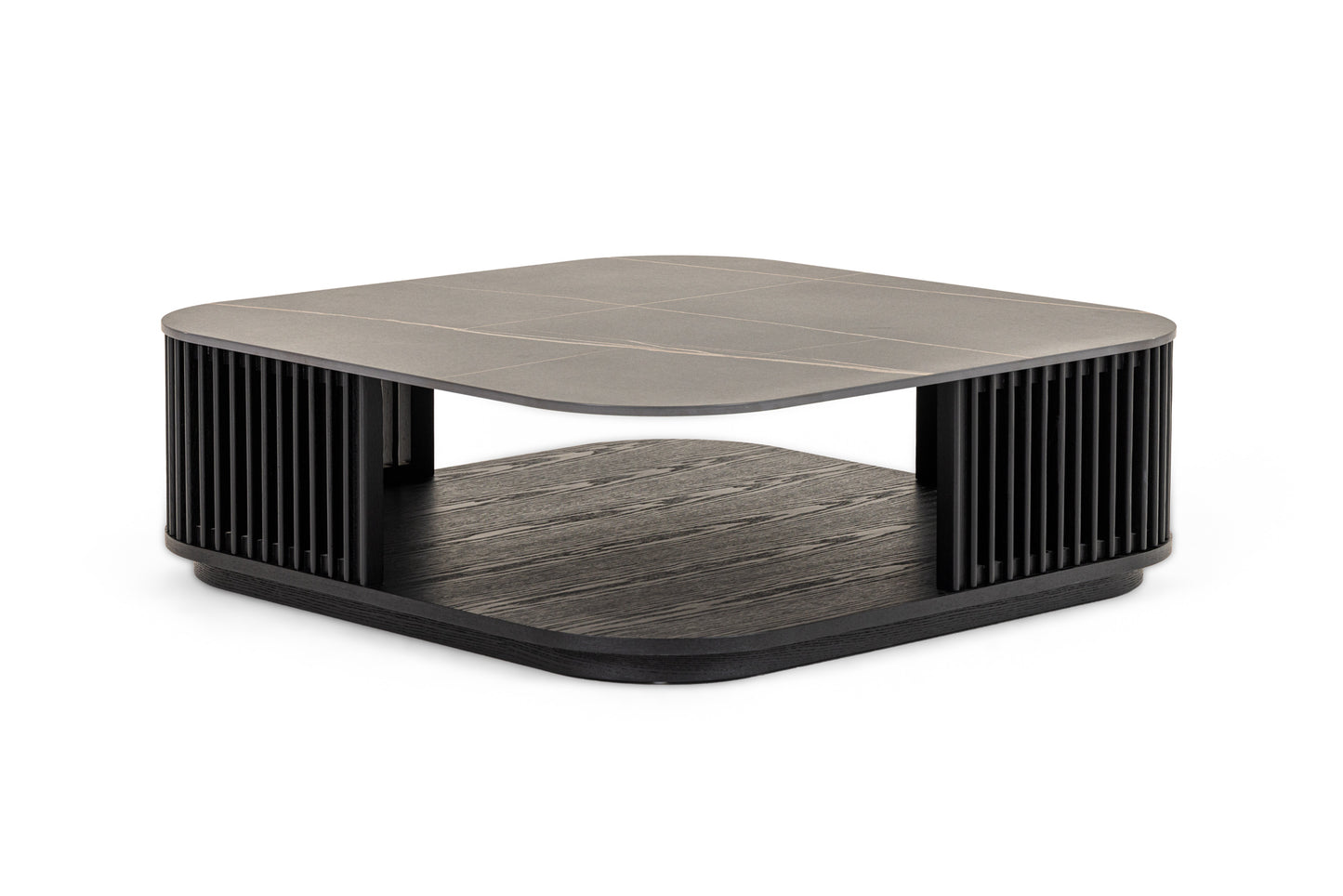 Modrest Chip Modern Black Ceramic Black Ash Square Coffee Table
