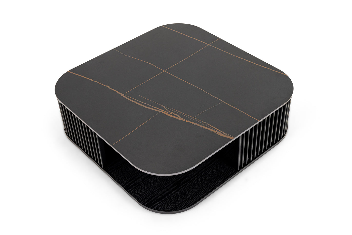 Modrest Chip Modern Black Ceramic Black Ash Square Coffee Table