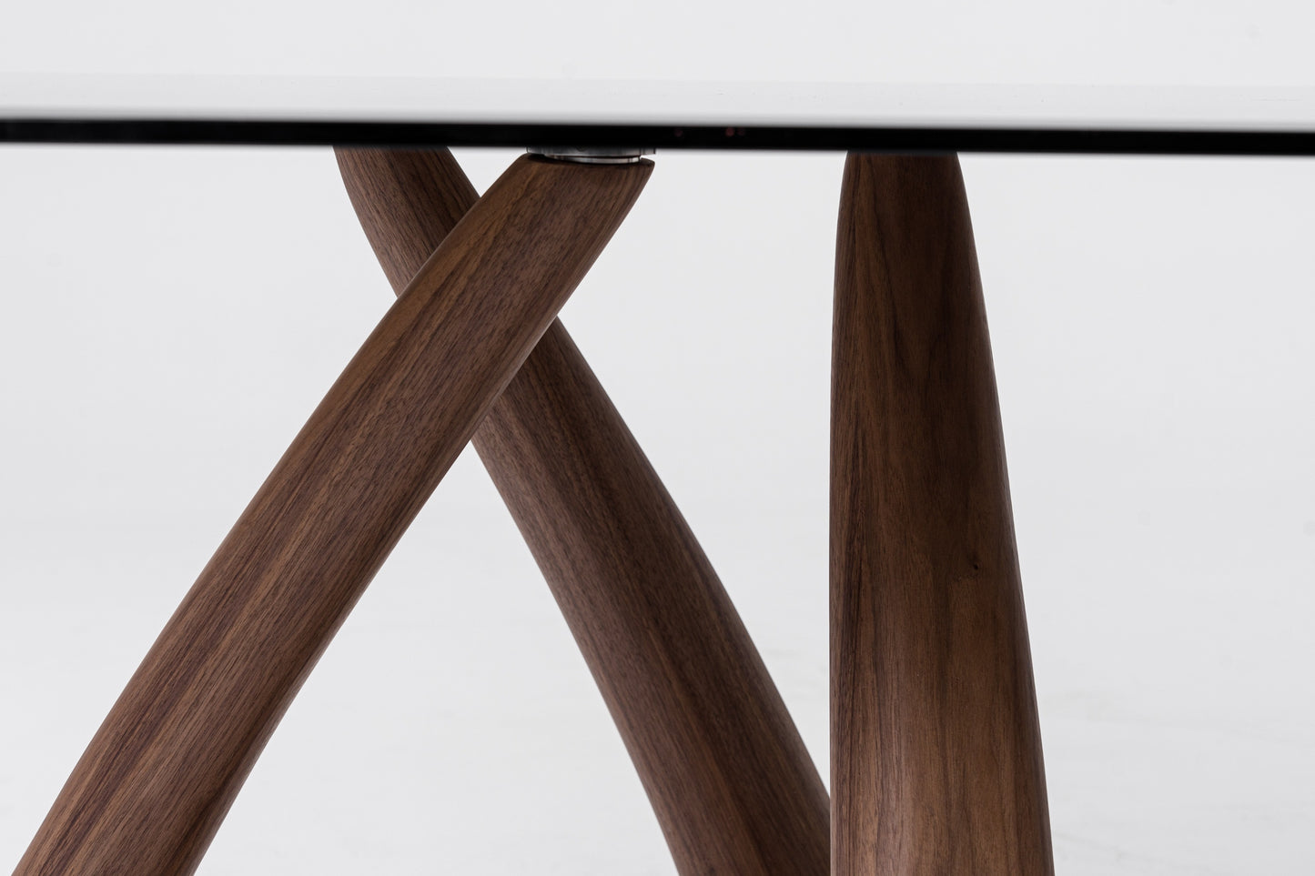 Modrest Christy Mid-Century Modern Grey Glass Walnut Oval Dining Table
