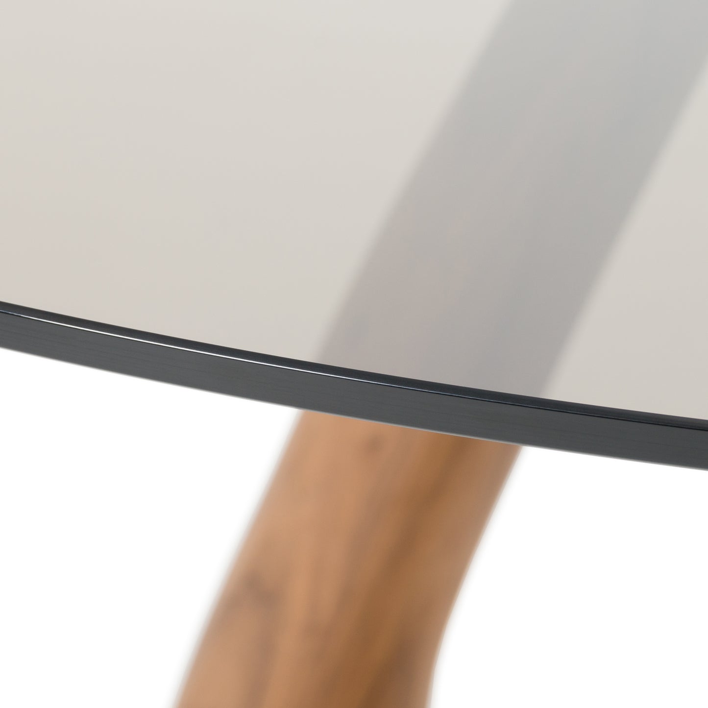 Modrest Christy Mid-Century Modern Grey Glass Walnut Round Dining Table