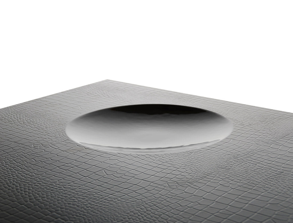 Grand Modern Black Crocodile Lacquer Coffee Table with 2 Drawers