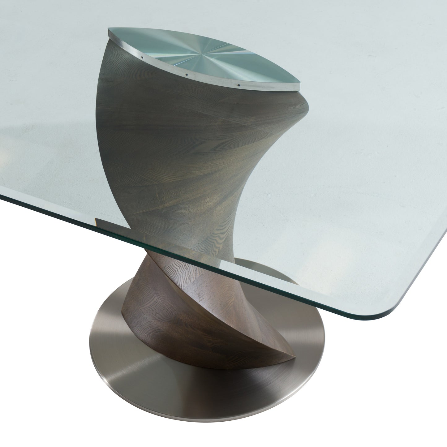 Modrest Cleveland Contemporary Glass and Grey Ash Dining Table