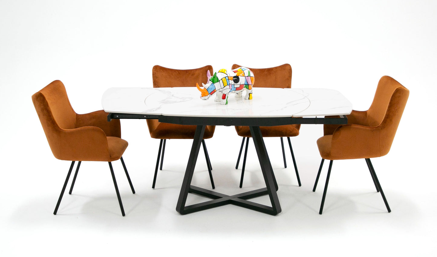Modrest Cofrey Contemporary White Ceramic Extendable Dining Table