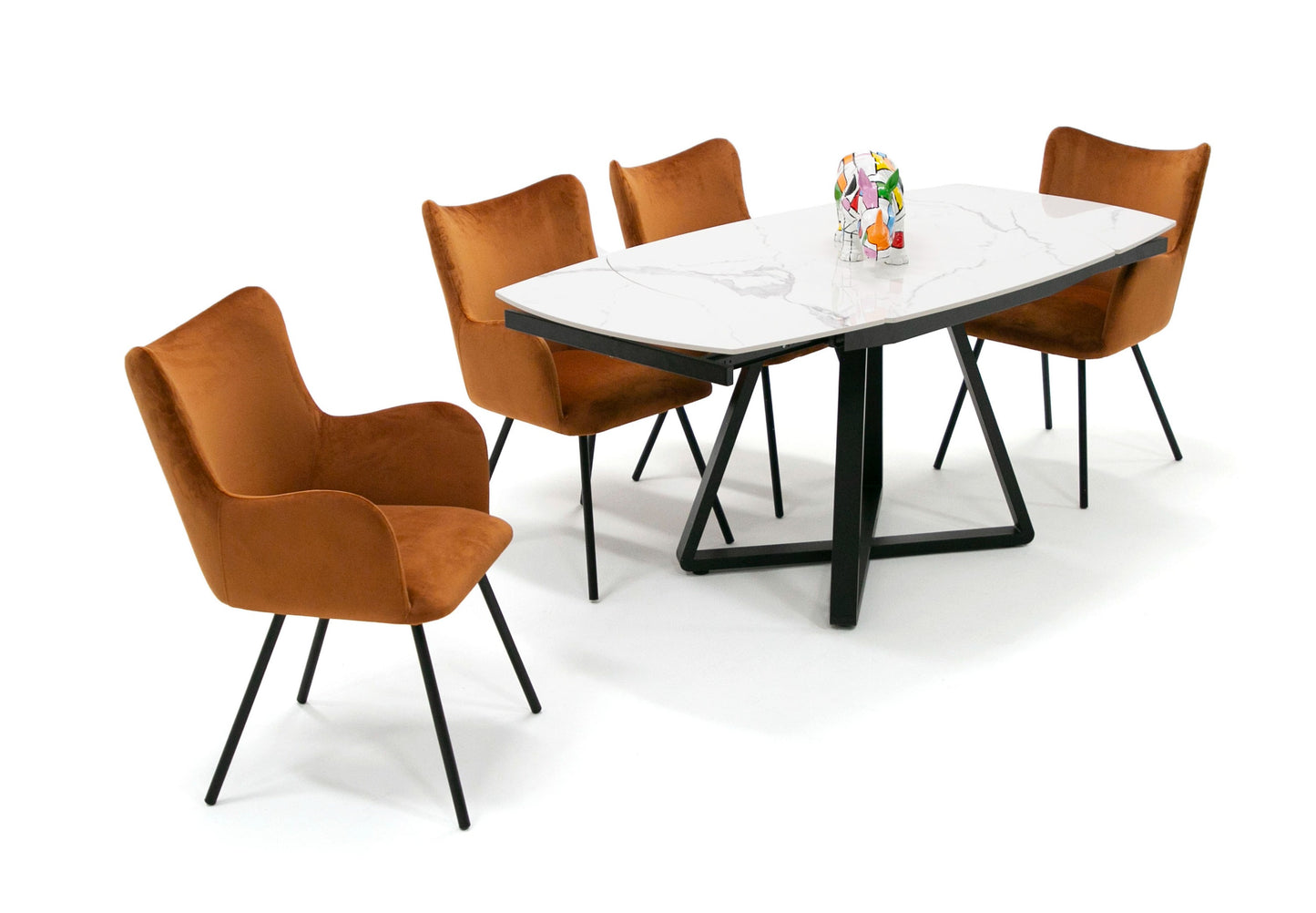 Modrest Cofrey Contemporary White Ceramic Extendable Dining Table