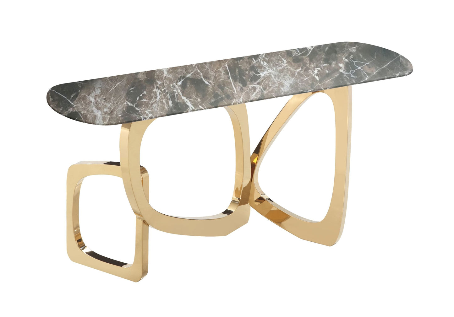 Modrest Colton Glam Brown and Gold Console Table