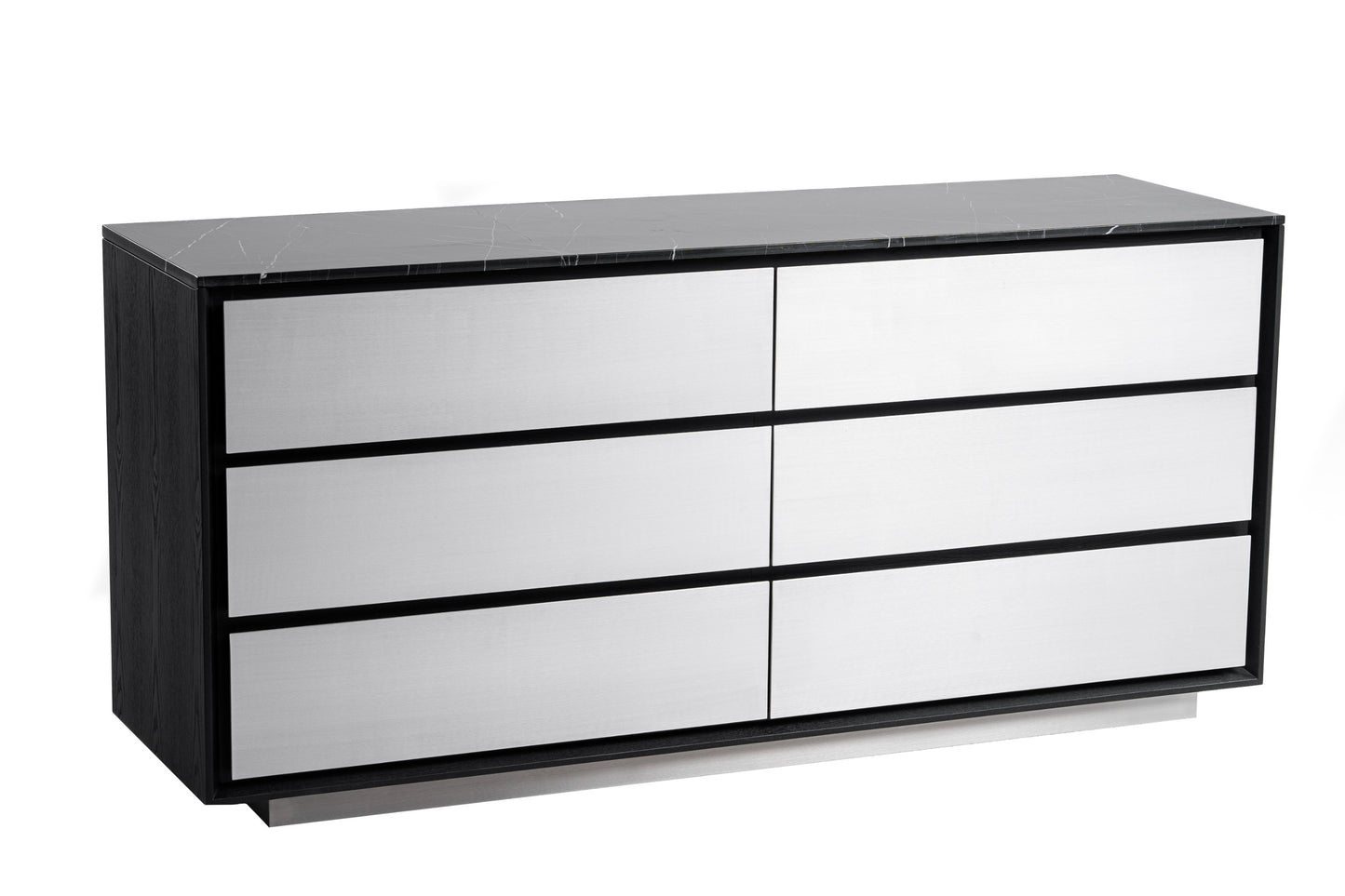 Modrest Concord Modern Black Marble Black Ash Aluminum Dresser