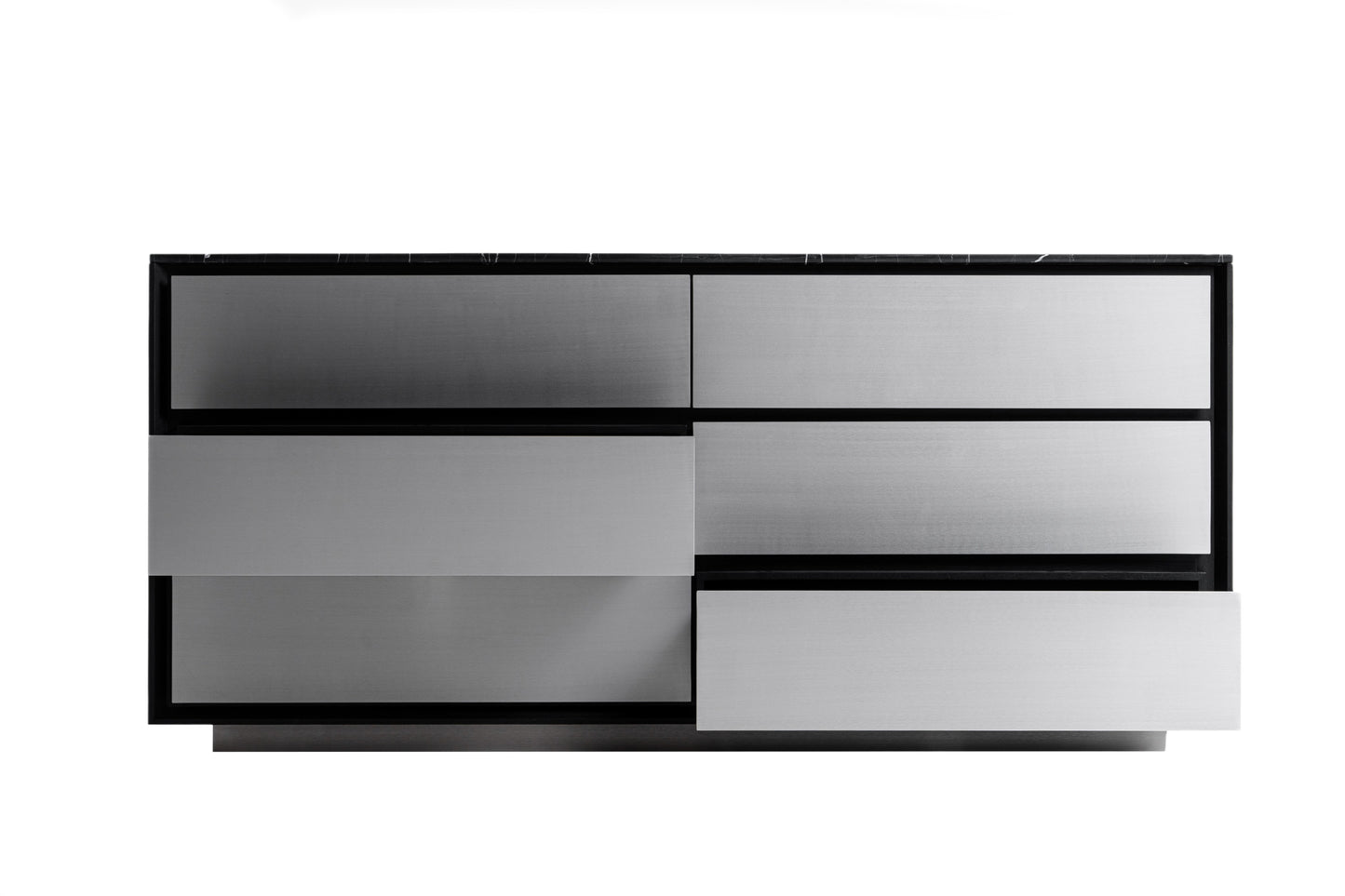 Modrest Concord Modern Black Marble Black Ash Aluminum Dresser