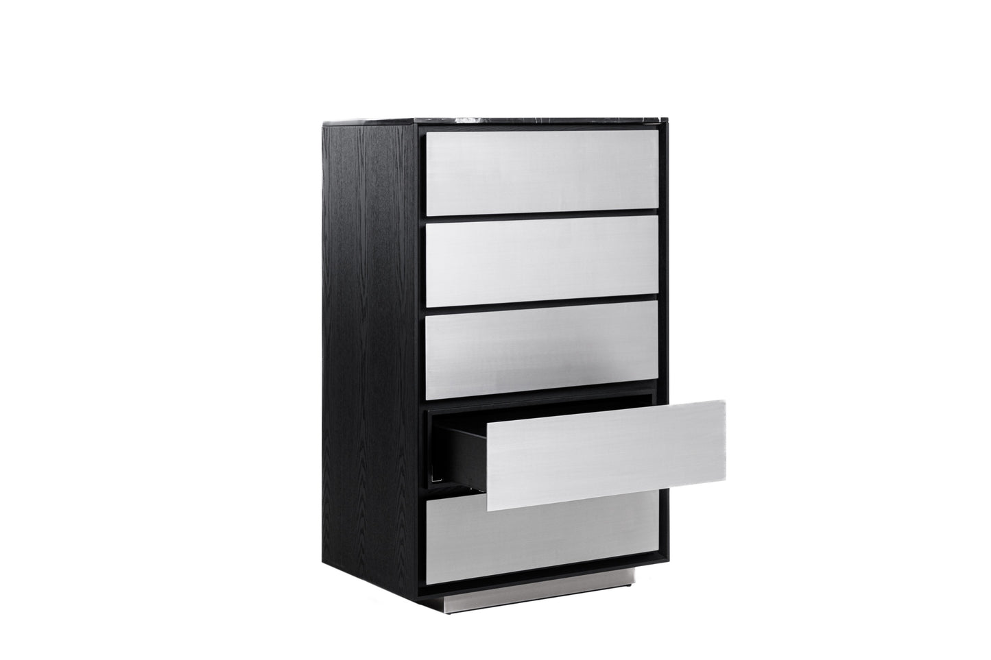 Modrest Concord Modern Black Marble Black Ash Aluminum Chest