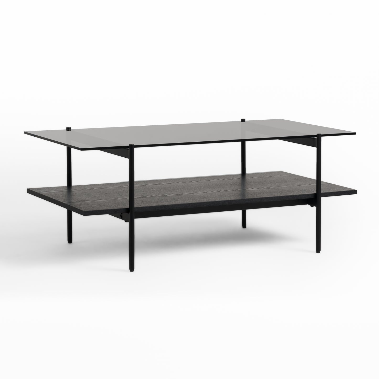Modrest Conley Mid-Century Modern Grey Glass Black Ash Coffee Table