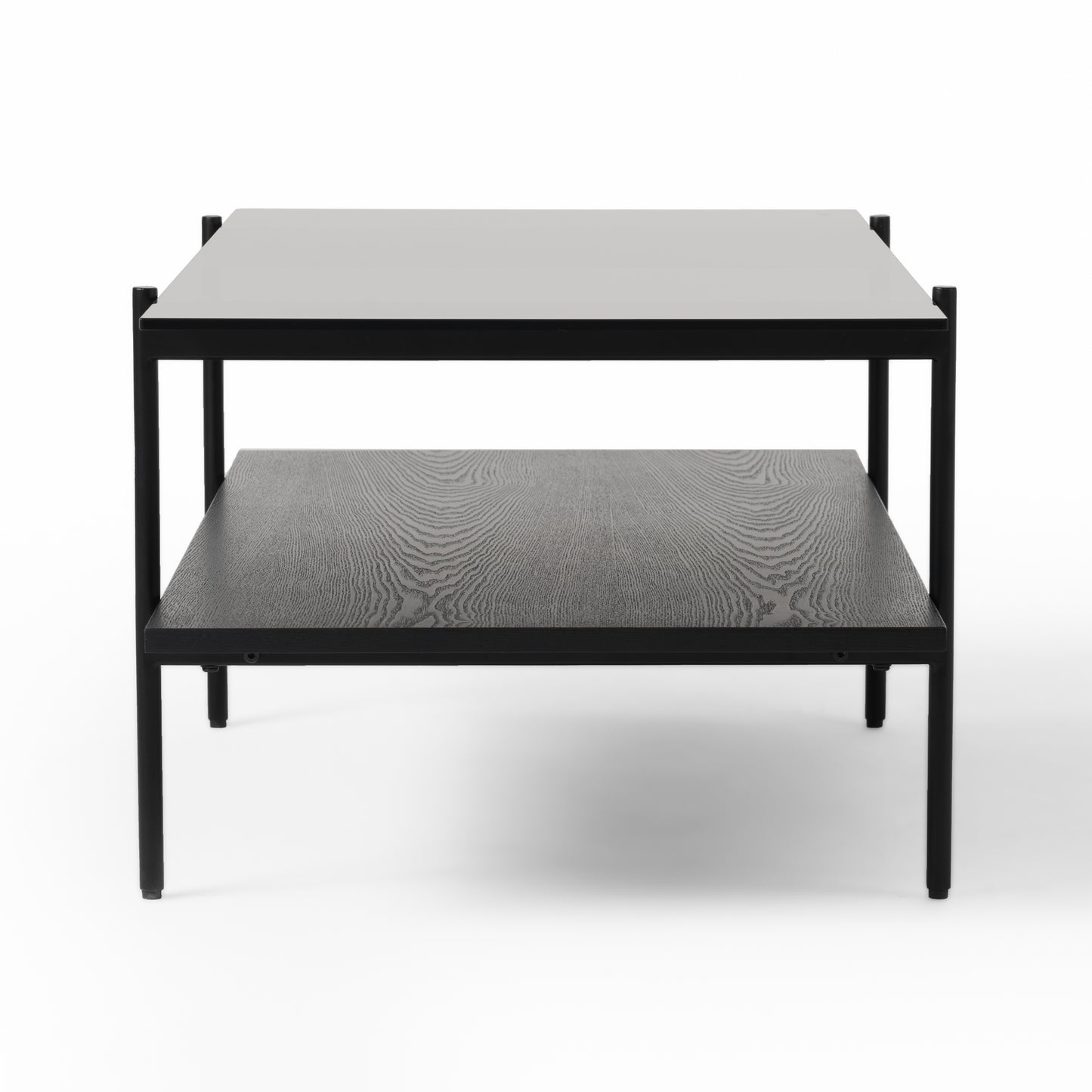 Modrest Conley Mid-Century Modern Grey Glass Black Ash Coffee Table