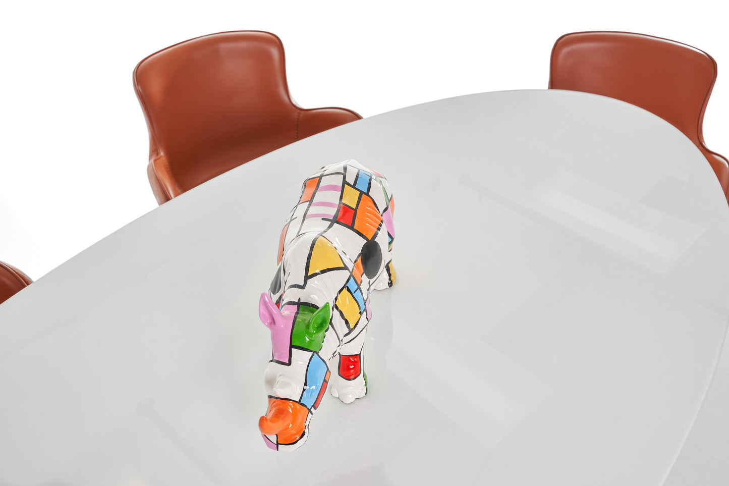 Modrest Corbett Modern High Gloss White w/ Frosted Glass Dining Table