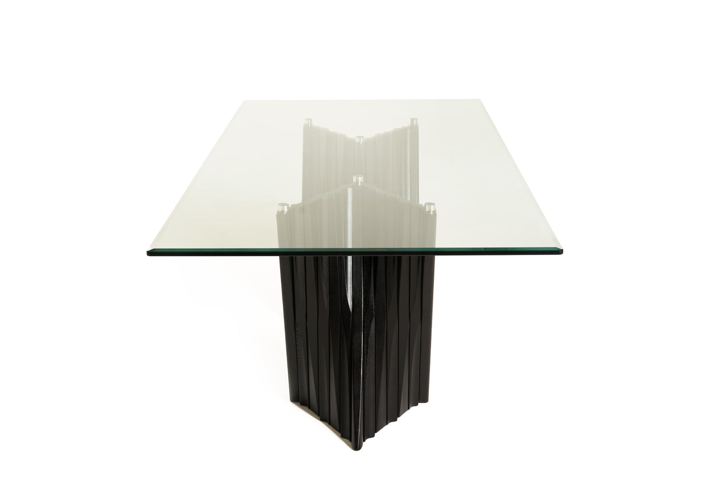 Modrest Corbin Mid-Century Black Ash and Glass Dining Table