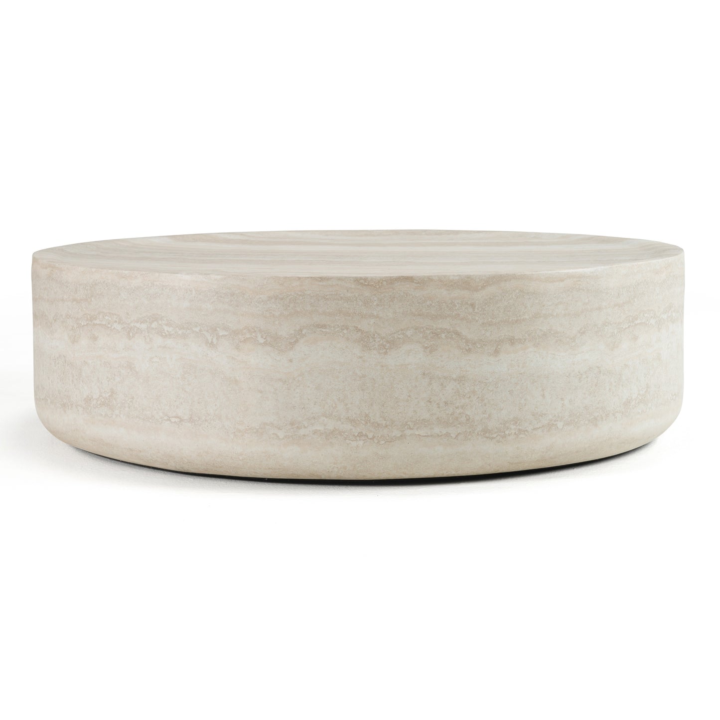Modrest Cozad Modern Faux Travertine Round Coffee Table