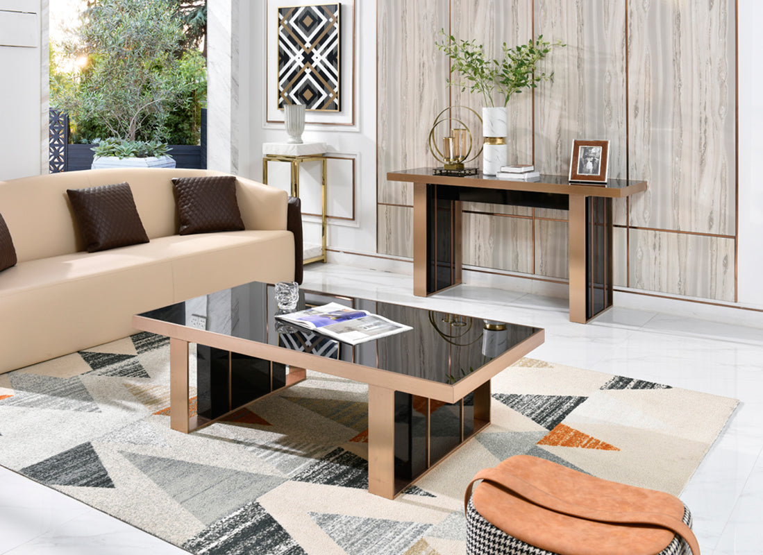 Nova Domus Cartier Modern Black and Rosegold Console Table