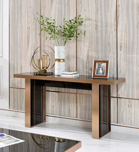 Nova Domus Cartier Modern Black and Rosegold Console Table