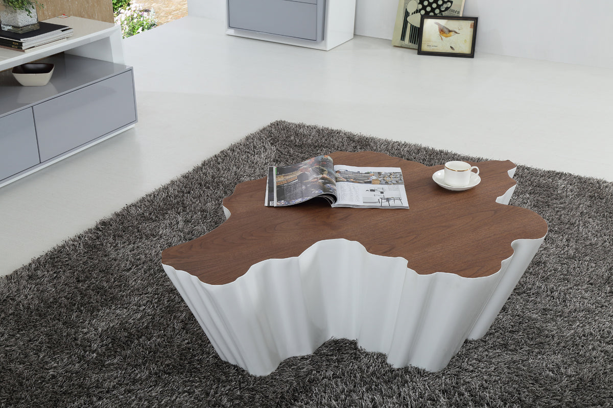 Modrest Cottonwood Modern Walnut and White Coffee Table