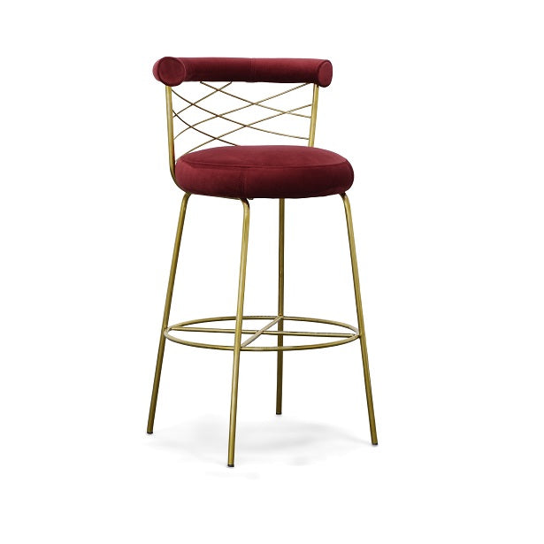 Modrest Dakin Modern Glam Red and Gold Barstool