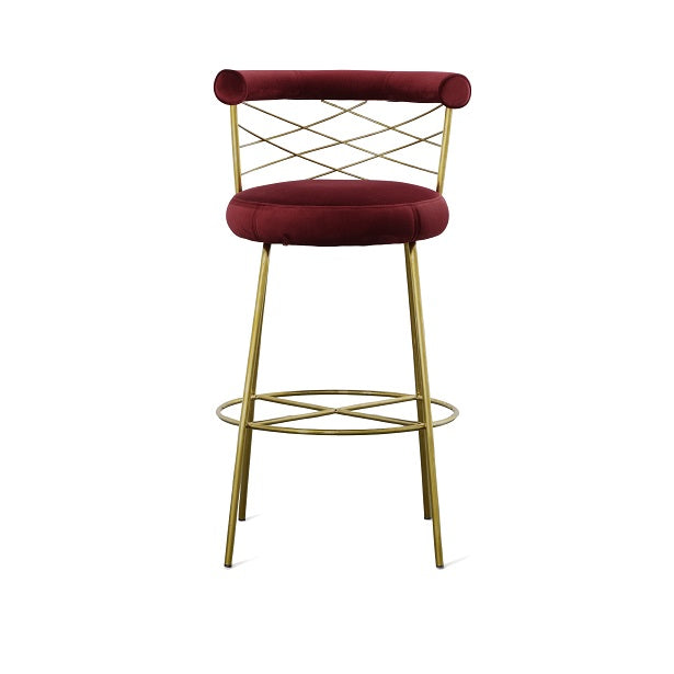 Modrest Dakin Modern Glam Red and Gold Barstool
