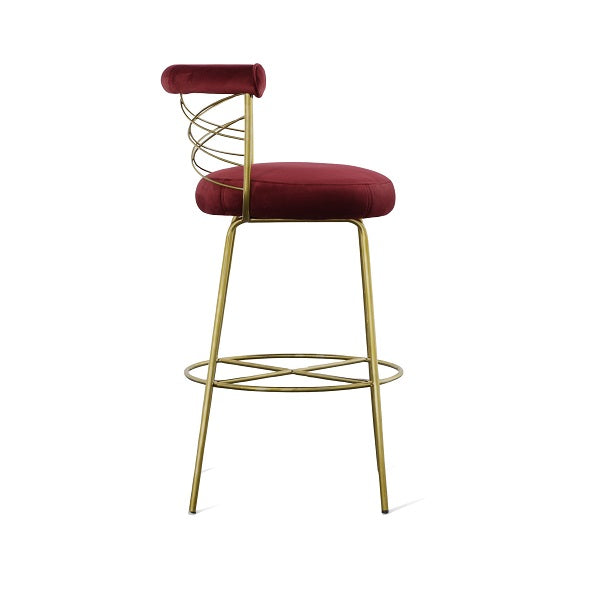 Modrest Dakin Modern Glam Red and Gold Barstool