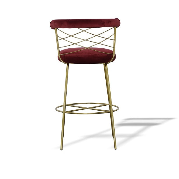Modrest Dakin Modern Glam Red and Gold Barstool