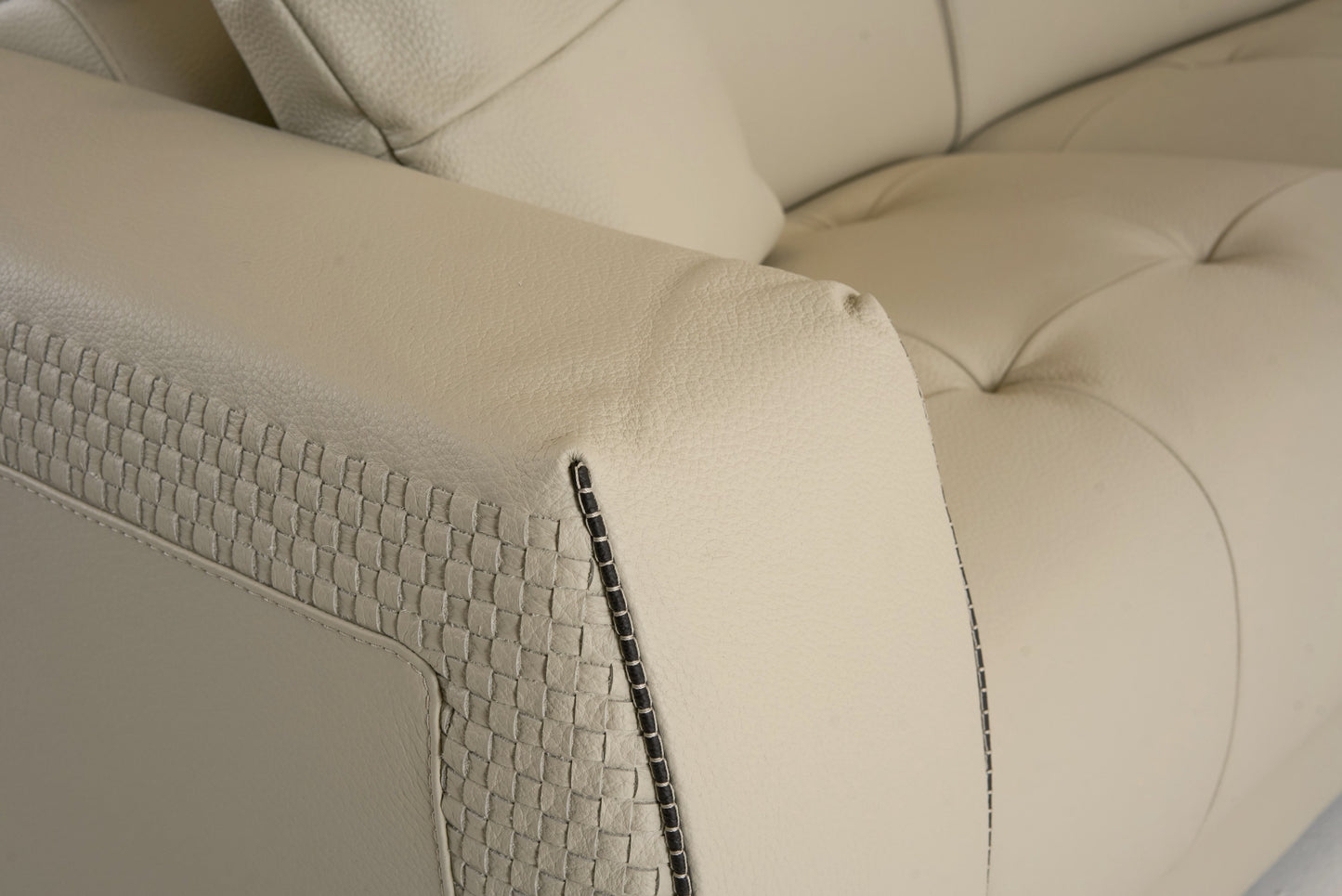 Lamod Italia Dalton Modern Italian Cream Leather Sectional Recliners