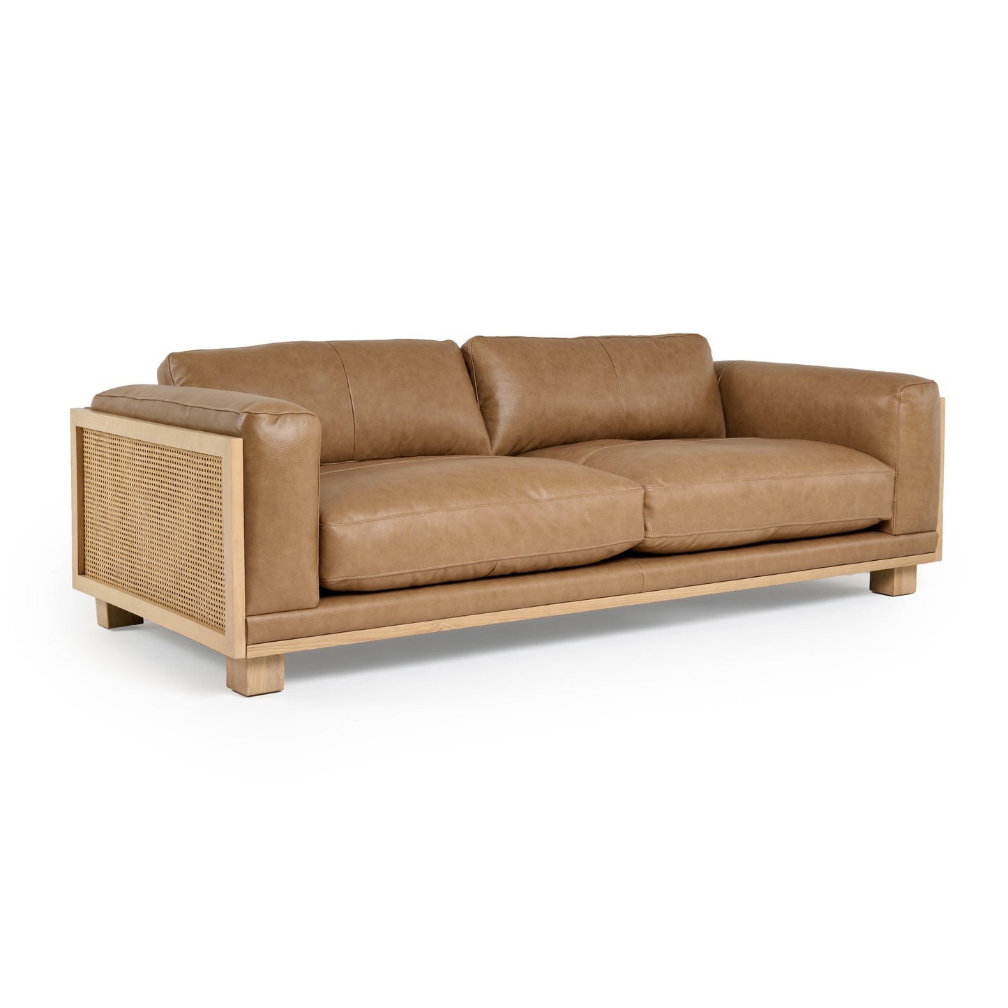 Divani Casa Danson Modern Tan Leather Wicker Sofa