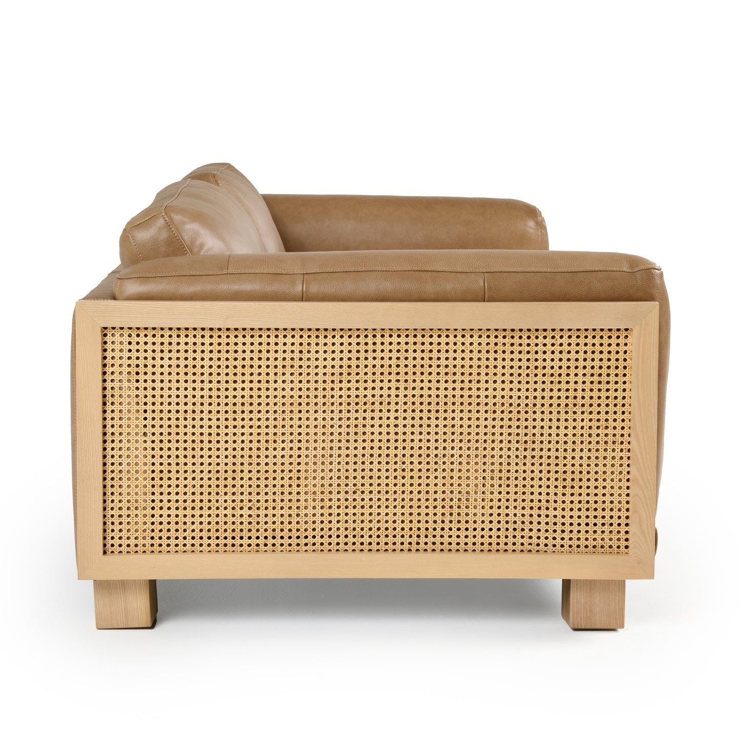 Divani Casa Danson Modern Tan Leather Wicker Sofa