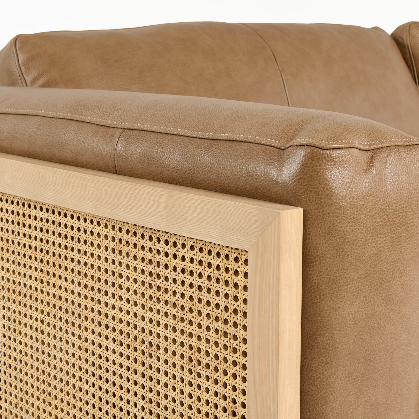 Divani Casa Danson Modern Tan Leather Wicker Sofa