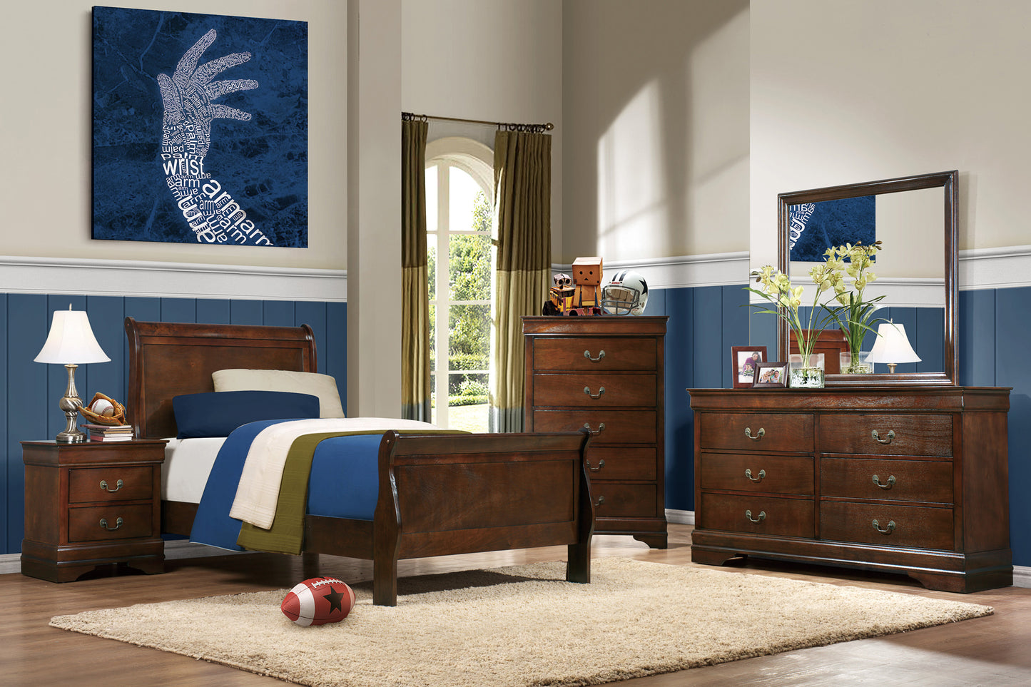 Homelegance Nightstand Mayville Brown Cherry Finish 2147-4