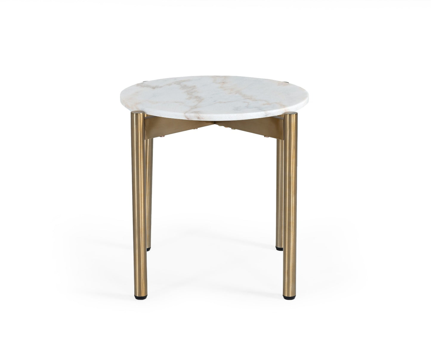 Modrest Denzel White Marble Gold End Table