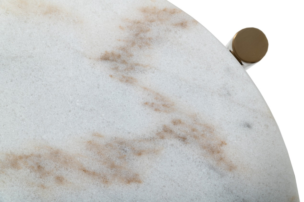 Modrest Denzel White Marble Gold End Table