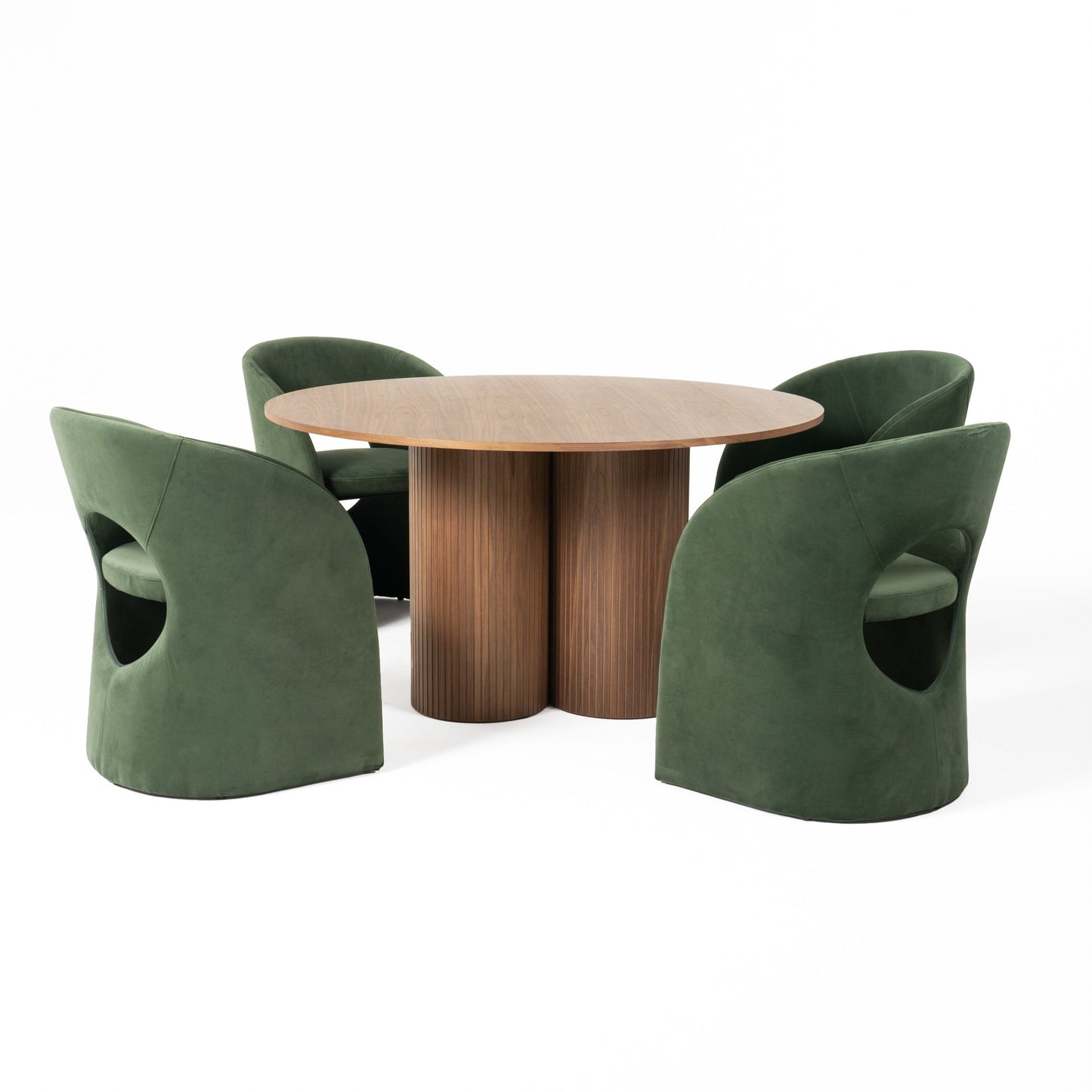 Modrest Depew Mid-Century Modern Walnut Round Dining Table