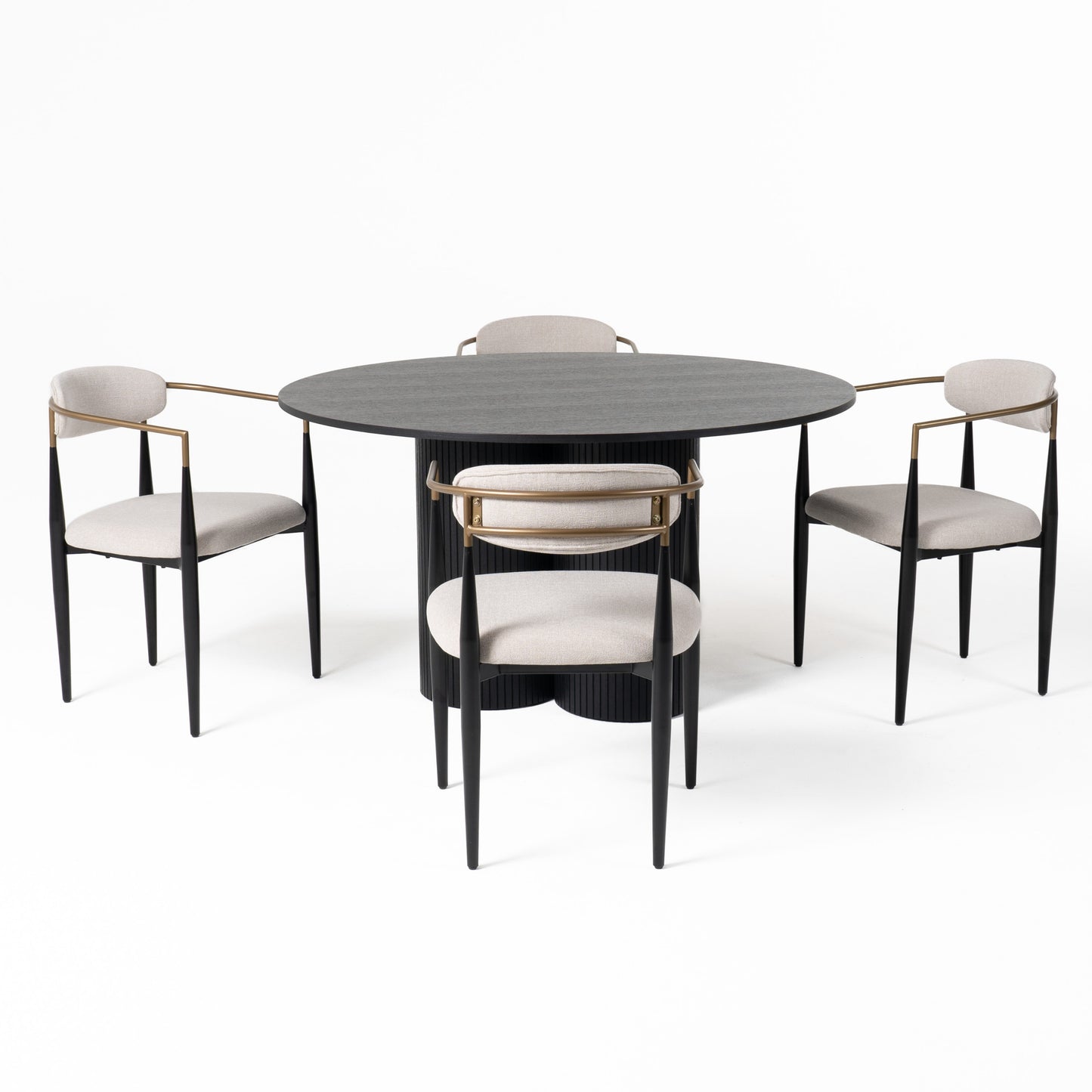 Modrest Depew Mid-Century Modern Black Oak Round Dining Table
