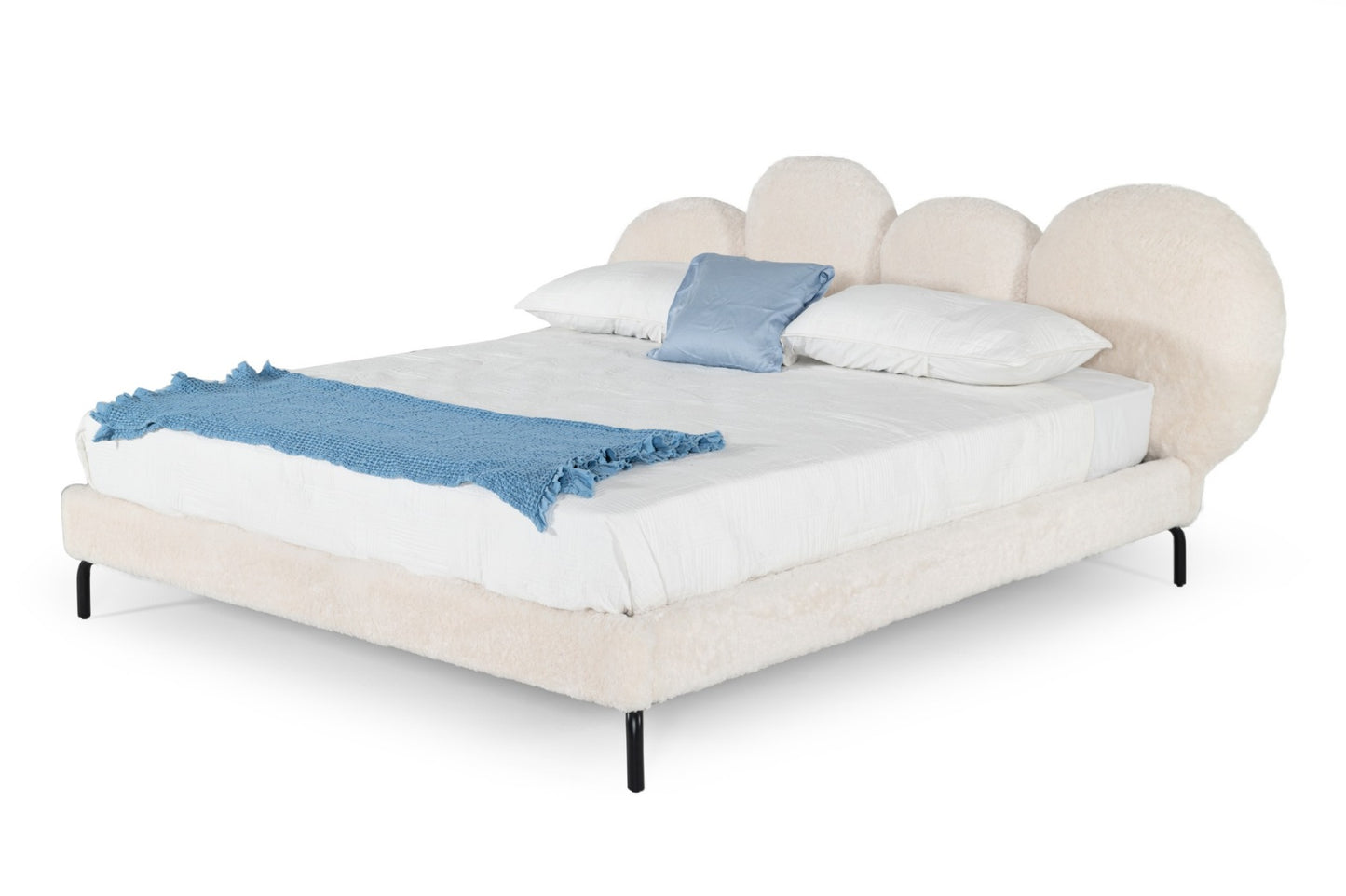 Modrest Destiny Contemporary White Sherpa Bubble Bed