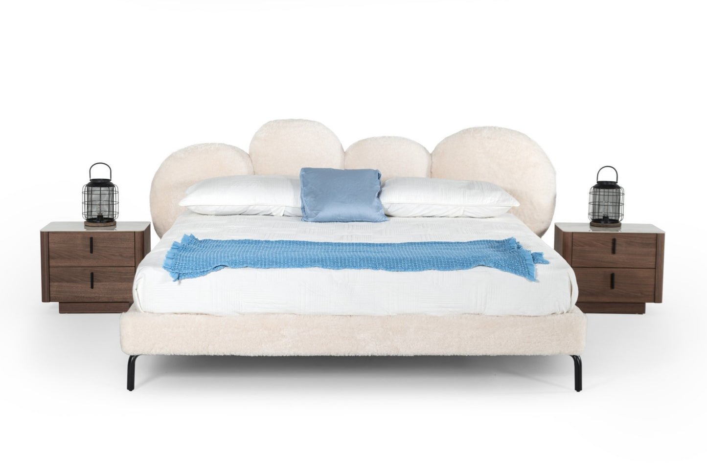 Modrest Destiny Contemporary White Sherpa Bubble Bed