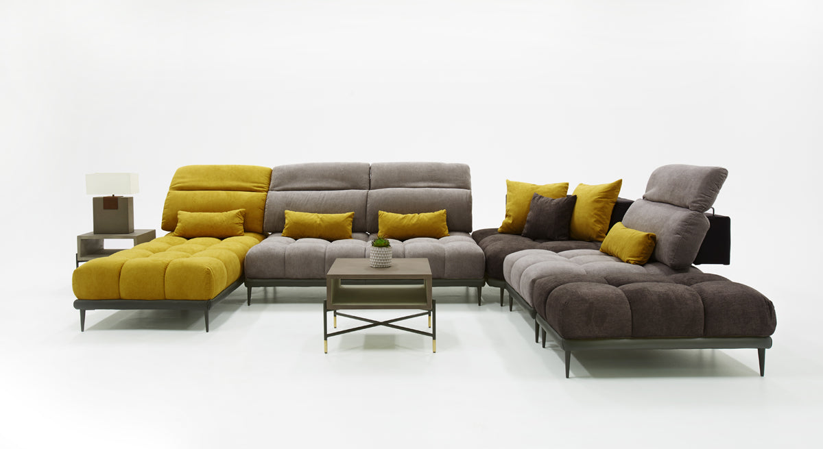 David Ferrari Display Italian Modern Grey Yellow Fabric Modular Sectional Sofa