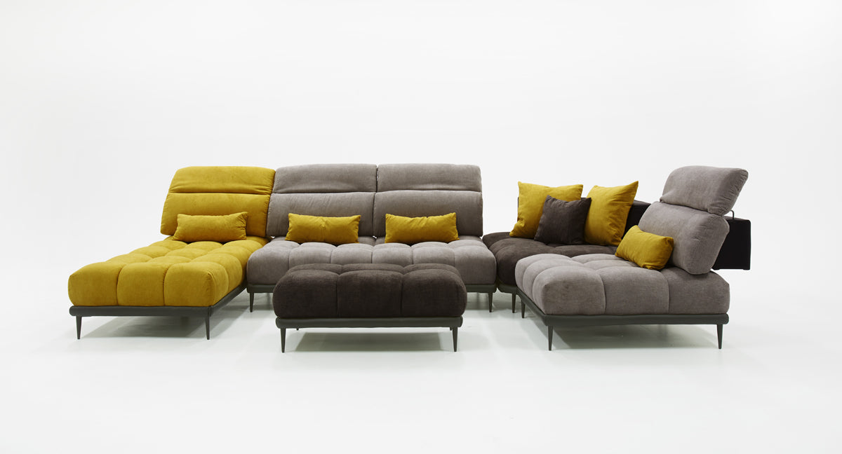 David Ferrari Display Italian Modern Grey Yellow Fabric Modular Sectional Sofa