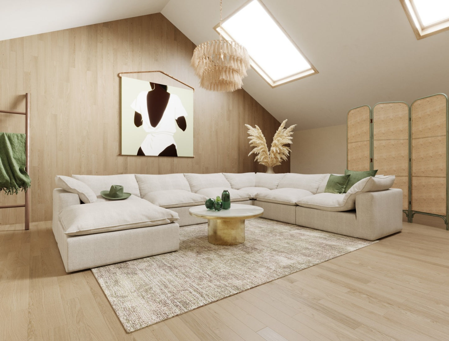 Divani Casa Garman Modern Light Grey U Shaped Sectional Sofa