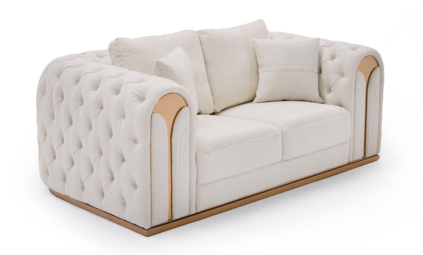 Divani Casa Dosie Modern Beige Fabric Sofa and Loveseat Set
