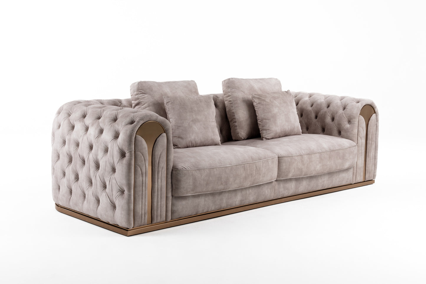 Divani Casa Dosie Transitional Beige Velvet Sofa