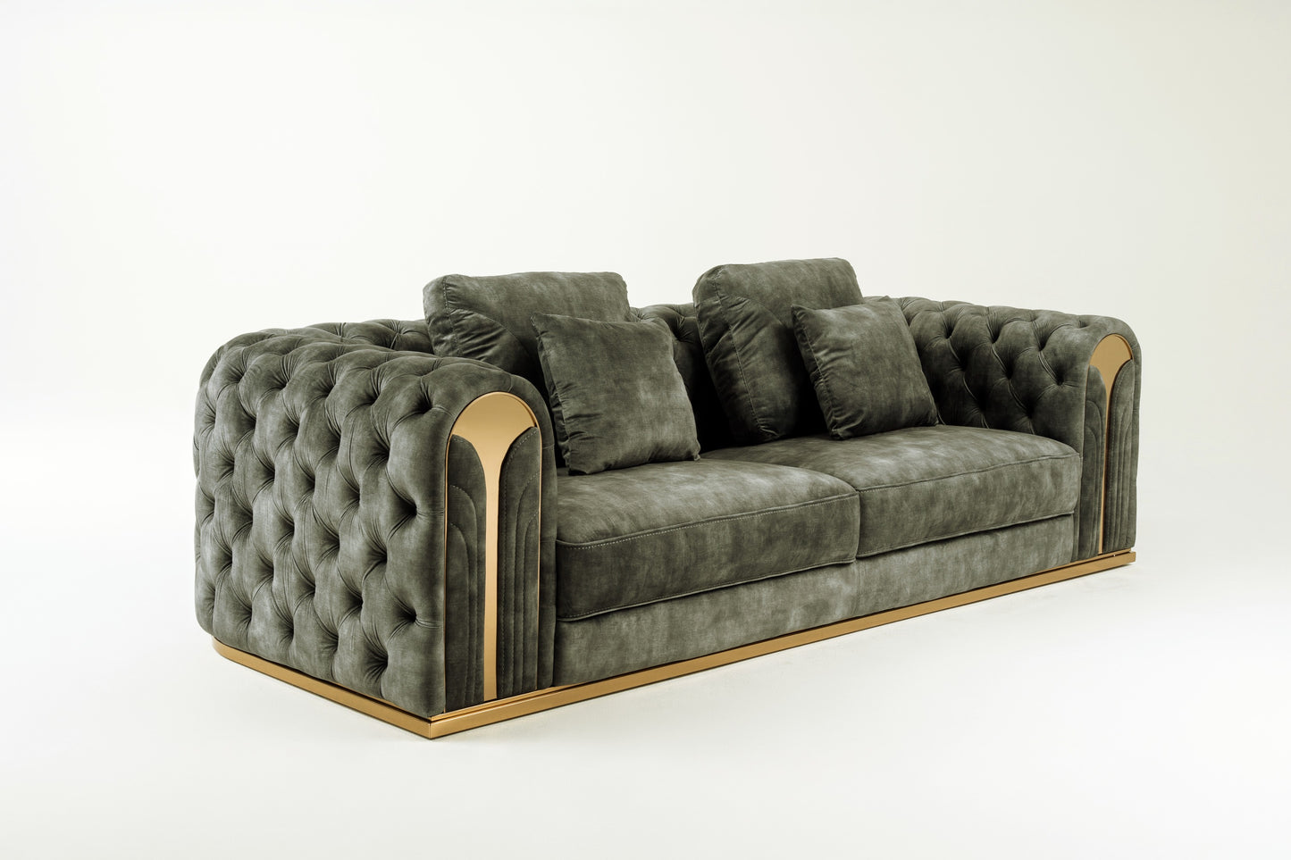 Divani Casa Dosie Transitional Grey Velvet Sofa